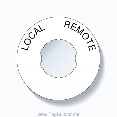 22mm Ring Tag – LOCAL       REMOTE, Single-Line 60mm Round, Schneider Electric Compatible, Black on White