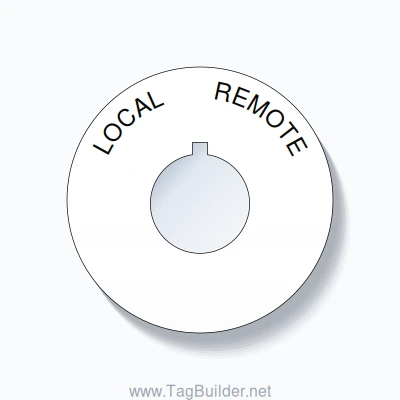 22mm Ring Tag – LOCAL       REMOTE, Single-Line 60mm Round, Allen-Bradley Compatible, Black on White