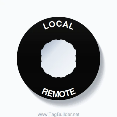 22mm Ring Tag – LOCAL REMOTE, Single-Line 60mm Round, Schneider Electric Compatible, White on Black