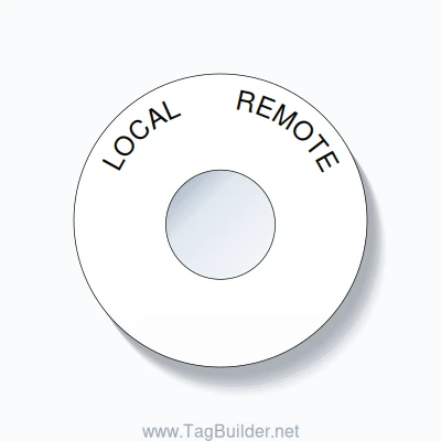 22mm Ring Tag – LOCAL       REMOTE, Single-Line 60mm Round, Black on White