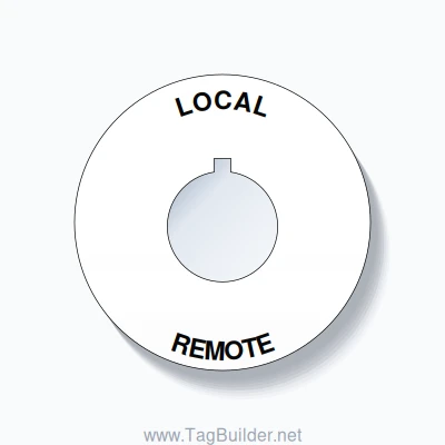 22mm Ring Tag – LOCAL REMOTE, Single-Line 60mm Round, Allen-Bradley Compatible, Black on White