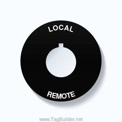 22mm Ring Tag – LOCAL REMOTE, Single-Line 60mm Round, Allen-Bradley Compatible, White on Black