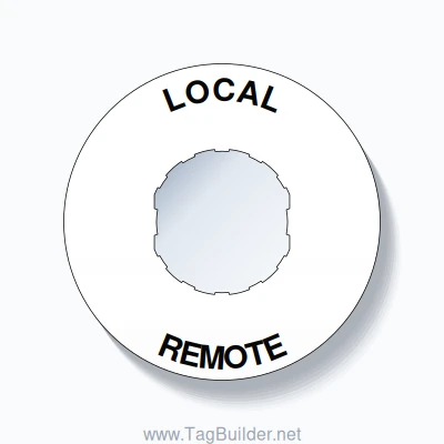 22mm Ring Tag – LOCAL REMOTE, Single-Line 60mm Round, Schneider Electric Compatible, Black on White