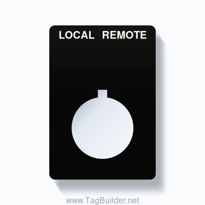 22mm Ring Tag – LOCAL REMOTE, Two-Line Rounded, Allen-Bradley Compatible, White on Black