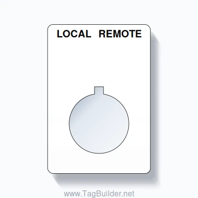 22mm Ring Tag – LOCAL REMOTE, Two-Line Rounded, Allen-Bradley Compatible, Black on White