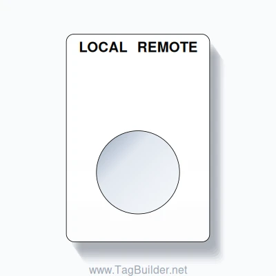 22mm Ring Tag – LOCAL REMOTE, Two-Line Rounded, Black on White