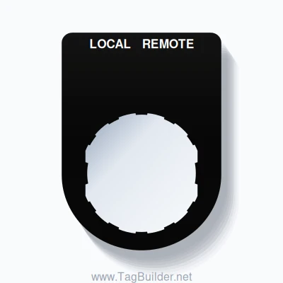 22mm Ring Tag – LOCAL REMOTE, Two-Line Slim, Schneider Electric Compatible, White on Black