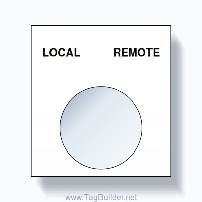 22mm Ring Tag – LOCAL REMOTE, Two-Line Square, Black on White