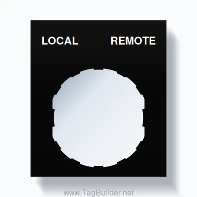 22mm Ring Tag – LOCAL REMOTE, Two-Line Square, Schneider Electric Compatible, White on Black