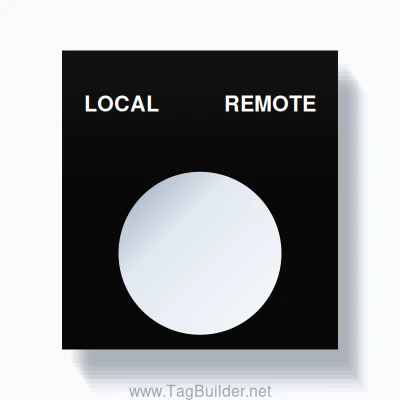22mm Ring Tag – LOCAL REMOTE, Two-Line Square, White on Black
