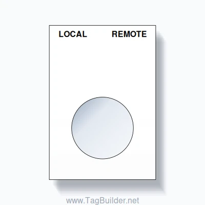22mm Ring Tag – LOCAL REMOTE, Two-Line Squared, Black on White