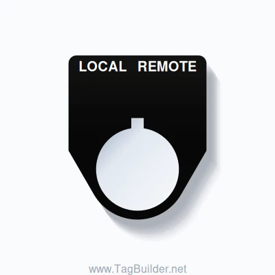 22mm Ring Tag – LOCAL REMOTE, Two-Line Traditional, Allen-Bradley Compatible, White on Black