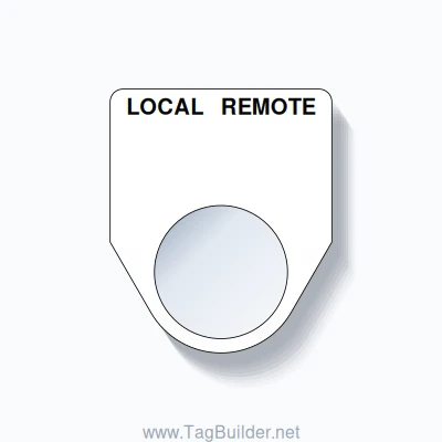 22mm Ring Tag – LOCAL REMOTE, Two-Line Traditional, Black on White