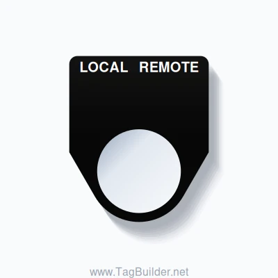 22mm Ring Tag – LOCAL REMOTE, Two-Line Traditional, White on Black
