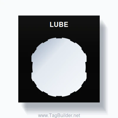 22mm Ring Tag – LUBE, Single-Line Square, Schneider Electric Compatible, White on Black