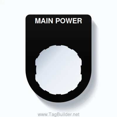 22mm Ring Tag – MAIN POWER, Single-Line Slim, Schneider Electric Compatible, White on Black
