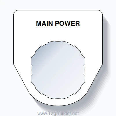 22mm Ring Tag – MAIN POWER, Single-Line Traditional, Schneider Electric Compatible, Black on White