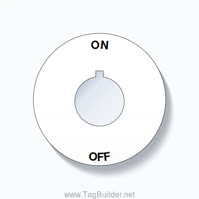 22mm Ring Tag – ON OFF, Single-Line 60mm Round, Allen-Bradley Compatible, Black on White