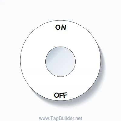 22mm Ring Tag – ON OFF, Single-Line 60mm Round, Black on White