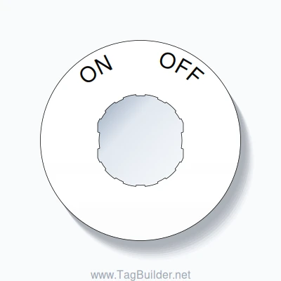 22mm Ring Tag – ON       OFF, Single-Line 60mm Round, Schneider Electric Compatible, Black on White