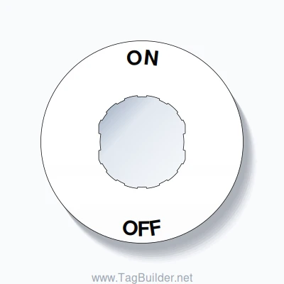 22mm Ring Tag – ON OFF, Single-Line 60mm Round, Schneider Electric Compatible, Black on White