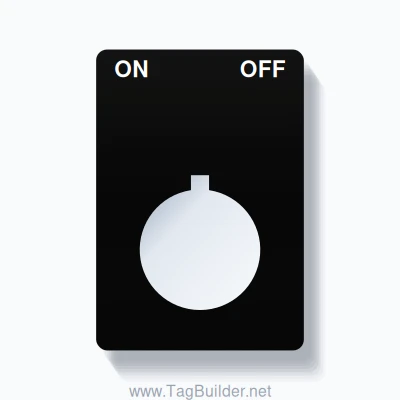 22mm Ring Tag – ON OFF, Two-Line Rounded, Allen-Bradley Compatible, White on Black