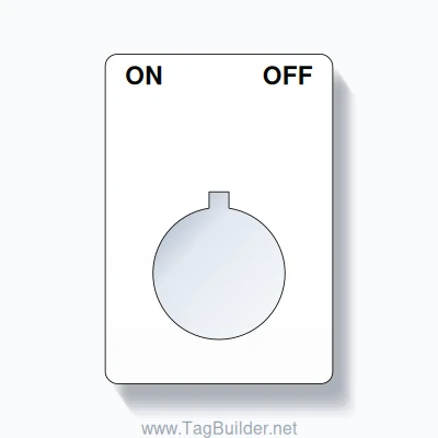 22mm Ring Tag – ON OFF, Two-Line Rounded, Allen-Bradley Compatible, Black on White