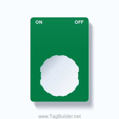 22mm Ring Tag – ON OFF, Two-Line Rounded, Schneider Electric Compatible, White on Green