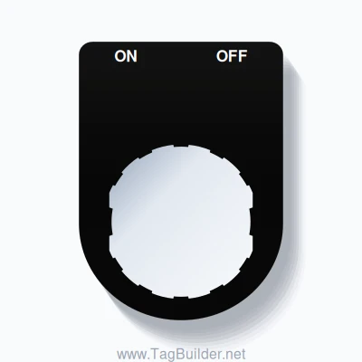22mm Ring Tag – ON OFF, Two-Line Slim, Schneider Electric Compatible, White on Black