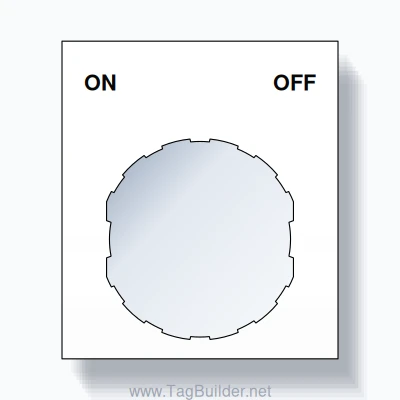 22mm Ring Tag – ON OFF, Two-Line Square, Schneider Electric Compatible, Black on White