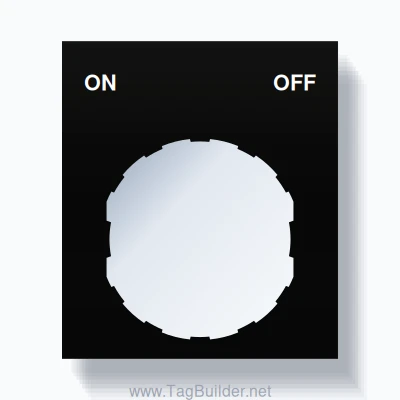 22mm Ring Tag – ON OFF, Two-Line Square, Schneider Electric Compatible, White on Black
