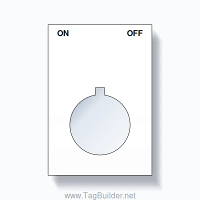 22mm Ring Tag – ON OFF, Two-Line Squared, Allen-Bradley Compatible, Black on White