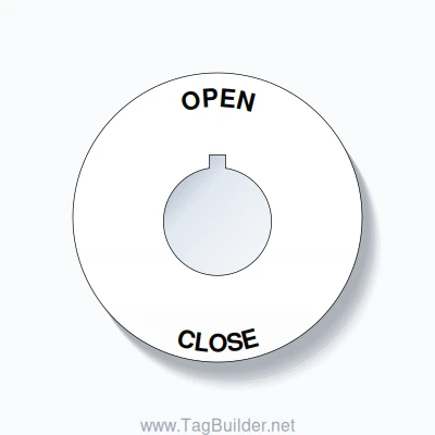 22mm Ring Tag – OPEN CLOSE, Single-Line 60mm Round, Allen-Bradley Compatible, Black on White