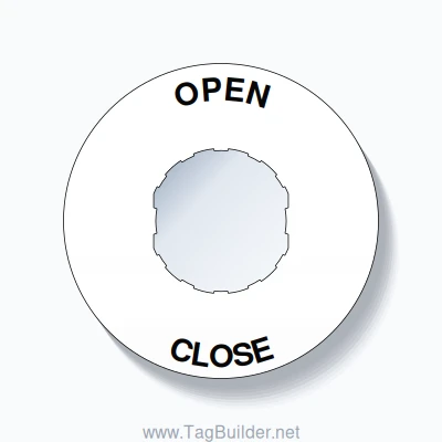 22mm Ring Tag – OPEN CLOSE, Single-Line 60mm Round, Schneider Electric Compatible, Black on White