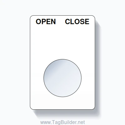 22mm Ring Tag – OPEN CLOSE, Two-Line Rounded, Black on White