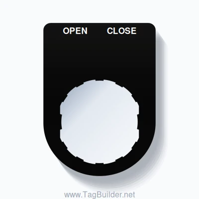22mm Ring Tag – OPEN CLOSE, Two-Line Slim, Schneider Electric Compatible, White on Black