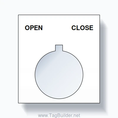 22mm Ring Tag – OPEN CLOSE, Two-Line Square, Allen-Bradley Compatible, Black on White