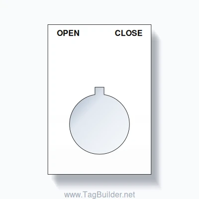 22mm Ring Tag – OPEN CLOSE, Two-Line Squared, Allen-Bradley Compatible, Black on White