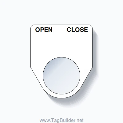 22mm Ring Tag – OPEN CLOSE, Two-Line Traditional, Black on White