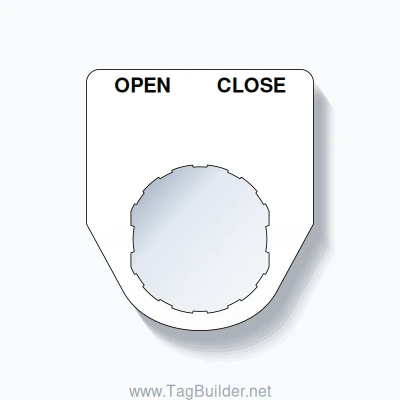 22mm Ring Tag – OPEN CLOSE, Two-Line Traditional, Schneider Electric Compatible, Black on White