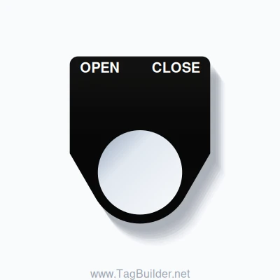 22mm Ring Tag – OPEN CLOSE, Two-Line Traditional, White on Black