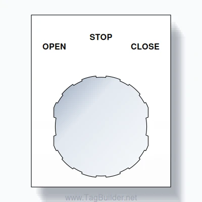 22mm Ring Tag – OPEN STOP CLOSE, Three-Line Square, Schneider Electric Compatible, Black on White