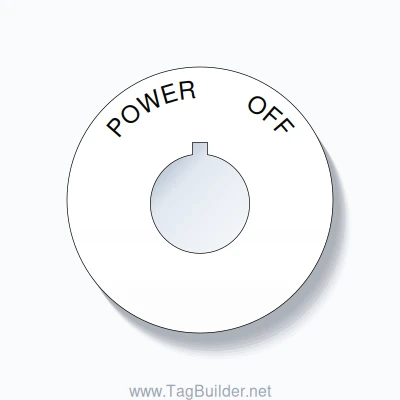 22mm Ring Tag – POWER       OFF, Single-Line 60mm Round, Allen-Bradley Compatible, Black on White