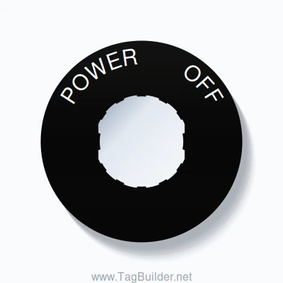 22mm Ring Tag – POWER       OFF, Single-Line 60mm Round, Schneider Electric Compatible, White on Black