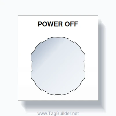 22mm Ring Tag – POWER OFF, Single-Line Square, Schneider Electric Compatible, Black on White