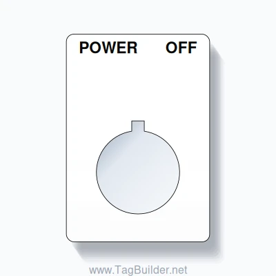 22mm Ring Tag – POWER OFF, Two-Line Rounded, Allen-Bradley Compatible, Black on White