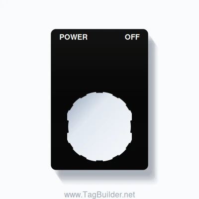 22mm Ring Tag – POWER OFF, Two-Line Rounded, Schneider Electric Compatible, White on Black