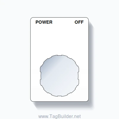 22mm Ring Tag – POWER OFF, Two-Line Rounded, Schneider Electric Compatible, Black on White