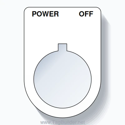 22mm Ring Tag – POWER OFF, Two-Line Slim, Allen-Bradley Compatible, Black on White