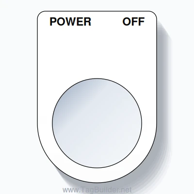 22mm Ring Tag – POWER OFF, Two-Line Slim, Black on White